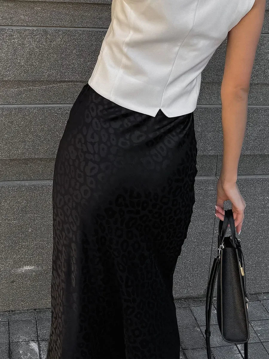 Wolfeel Fashion Slim Print Skirts For Women Elegant High Waist Ankle Length Skirt Chic Casual Classic Skirt Female Clothing
