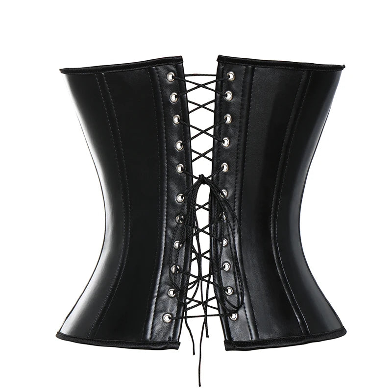 Women's Bustiers Corsets Leather Overbust Corset with Buckles Steel Boned Steampunk Gothic Bustier Waist Training Corselet Vest