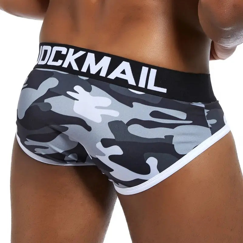 JOCKMAIL Playful fun Sexy Men Underwear Print Underpants Ice silk Briefs Cueca Gay Male Panties Slip 21 Pattern design Shorts