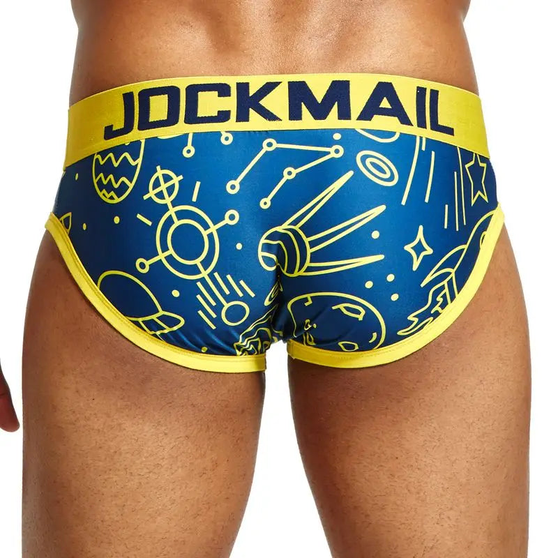 JOCKMAIL Playful fun Sexy Men Underwear Print Underpants Ice silk Briefs Cueca Gay Male Panties Slip 21 Pattern design Shorts