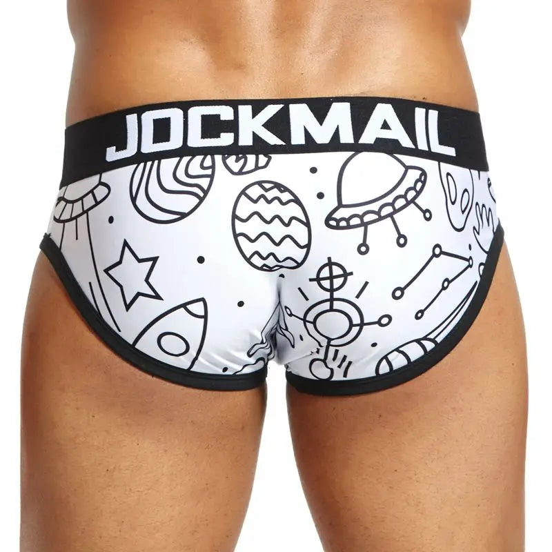 JOCKMAIL Playful fun Sexy Men Underwear Print Underpants Ice silk Briefs Cueca Gay Male Panties Slip 21 Pattern design Shorts