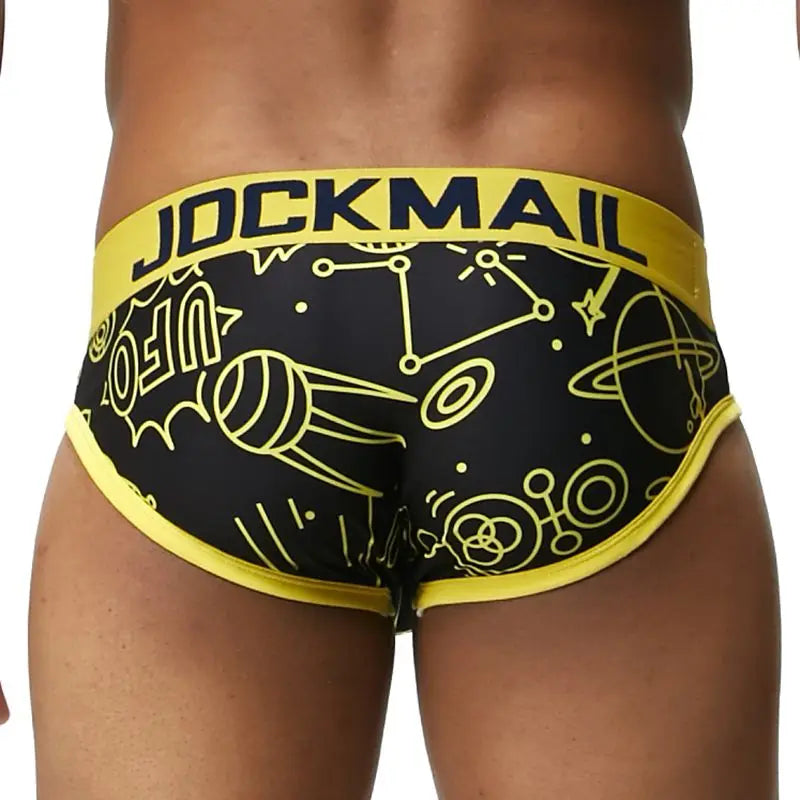 JOCKMAIL Playful fun Sexy Men Underwear Print Underpants Ice silk Briefs Cueca Gay Male Panties Slip 21 Pattern design Shorts