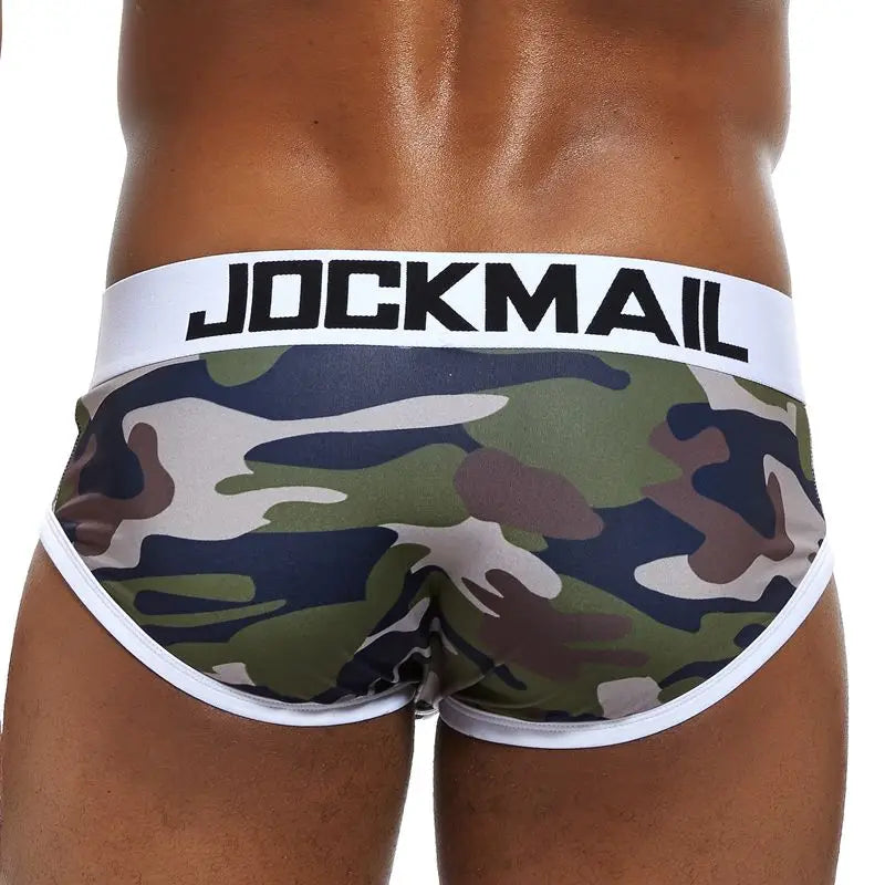 JOCKMAIL Playful fun Sexy Men Underwear Print Underpants Ice silk Briefs Cueca Gay Male Panties Slip 21 Pattern design Shorts