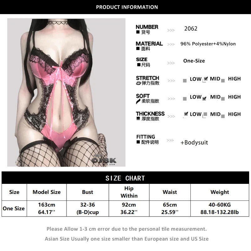 OJBK Black Floral Lace Lingerie Set Erotic Bodysuit Sets Women Bra And Panty Sexy Transparent Pink Black Female Briefs Underwear