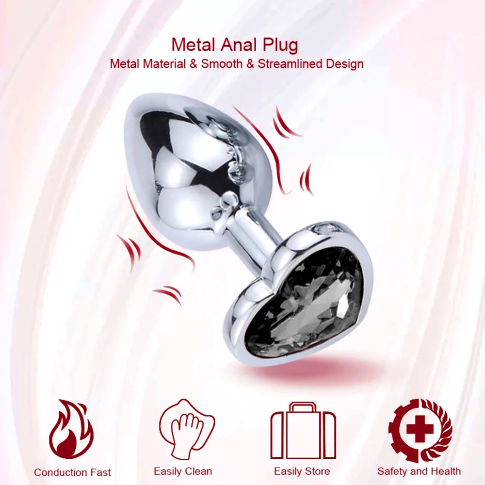 3PCS S/M/L Metal Anal Plug Butt Plug Sex Toy Butt Toy for Women Men Couples Gay Adult Game Masturbator Anal Diamond Sex Shop