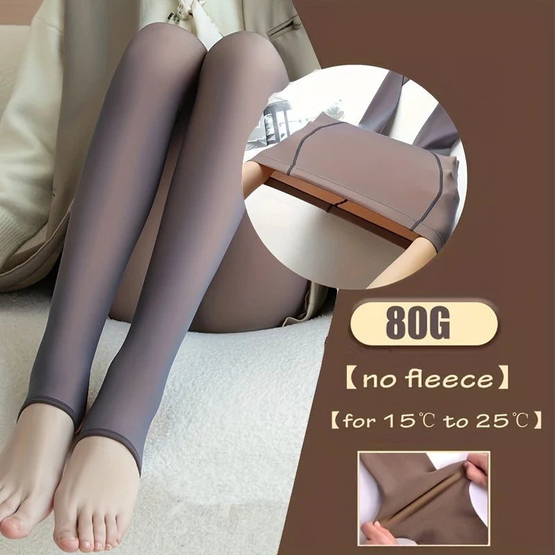 Women Plus Pantyhose Sexy Translucent Slim Elasticity Tights Woman Winter Fleece High Waist Tight Leggings Thin