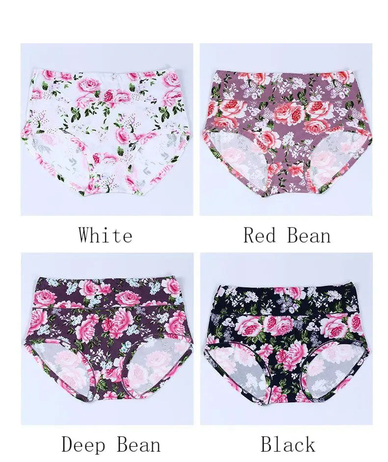 New Bamboo Fiber Underwear Large Size Women Panties Female Ladies Floral Briefs High Waist Plus Underpants Sexy Lingerie 12XL