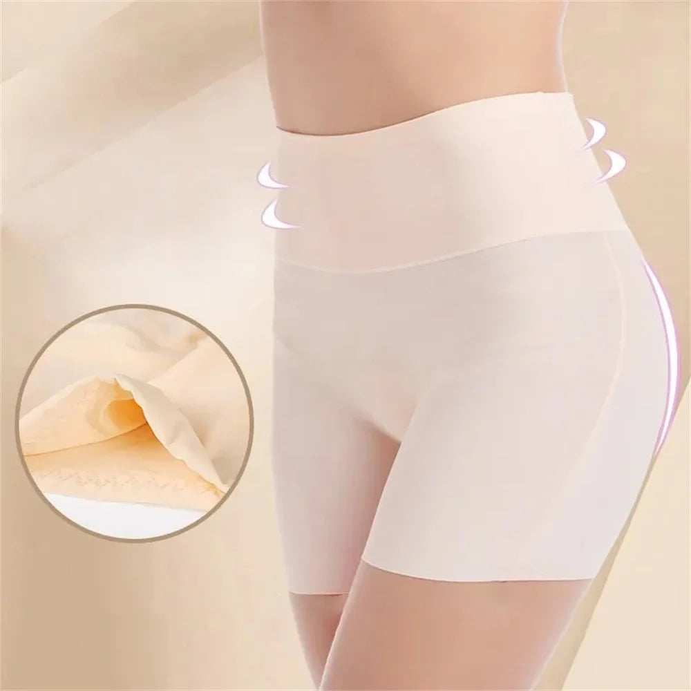 Women High Waist Panties Safety Short Pants Anti Exposure Underwear Corset Pants M L XL Black Skin Ice Silk Traceless Shorts