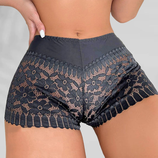 Plus Size 4XL High Waist Panties For Women Seamless Mesh Briefs Intimates Solid Color Boyshorts Hollow Out Ladies Briefs Boxers