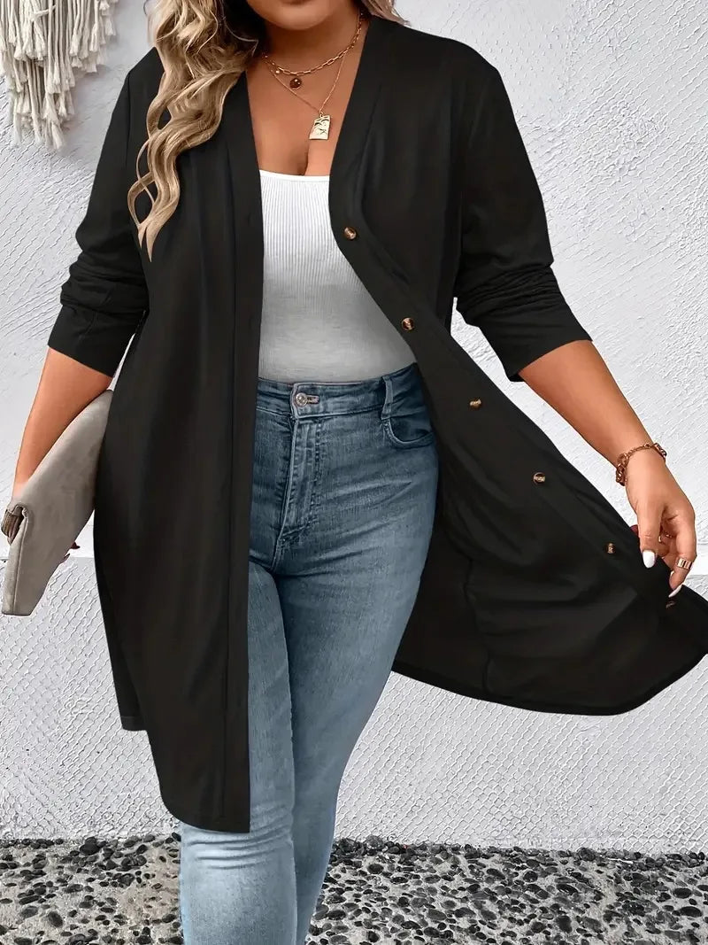 2024 plus size new women's long sleeved casual button up cardigan knitted jacket women's plus size cardigan autumn styles