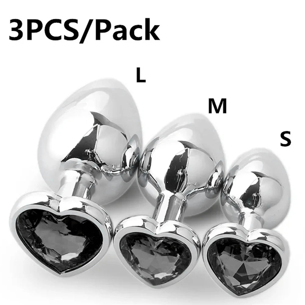 3PCS S/M/L Metal Anal Plug Butt Plug Sex Toy Butt Toy for Women Men Couples Gay Adult Game Masturbator Anal Diamond Sex Shop