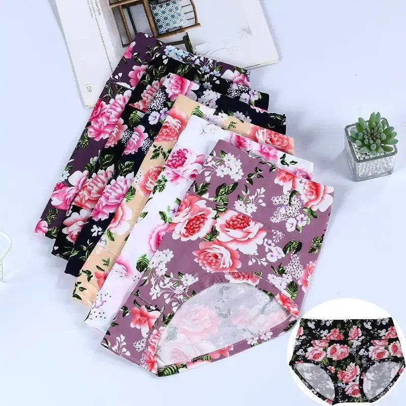 New Bamboo Fiber Underwear Large Size Women Panties Female Ladies Floral Briefs High Waist Plus Underpants Sexy Lingerie 12XL