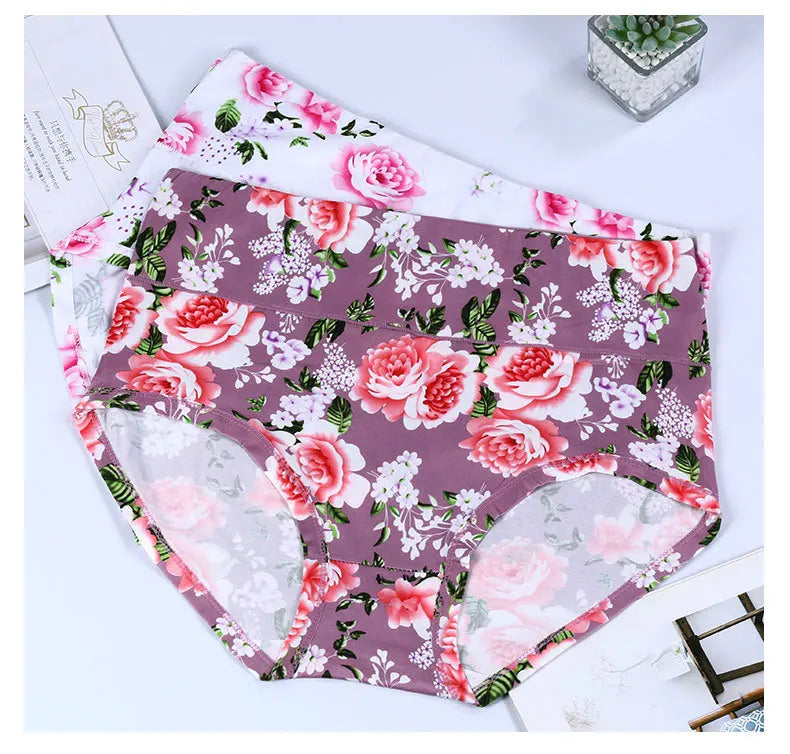 New Bamboo Fiber Underwear Large Size Women Panties Female Ladies Floral Briefs High Waist Plus Underpants Sexy Lingerie 12XL