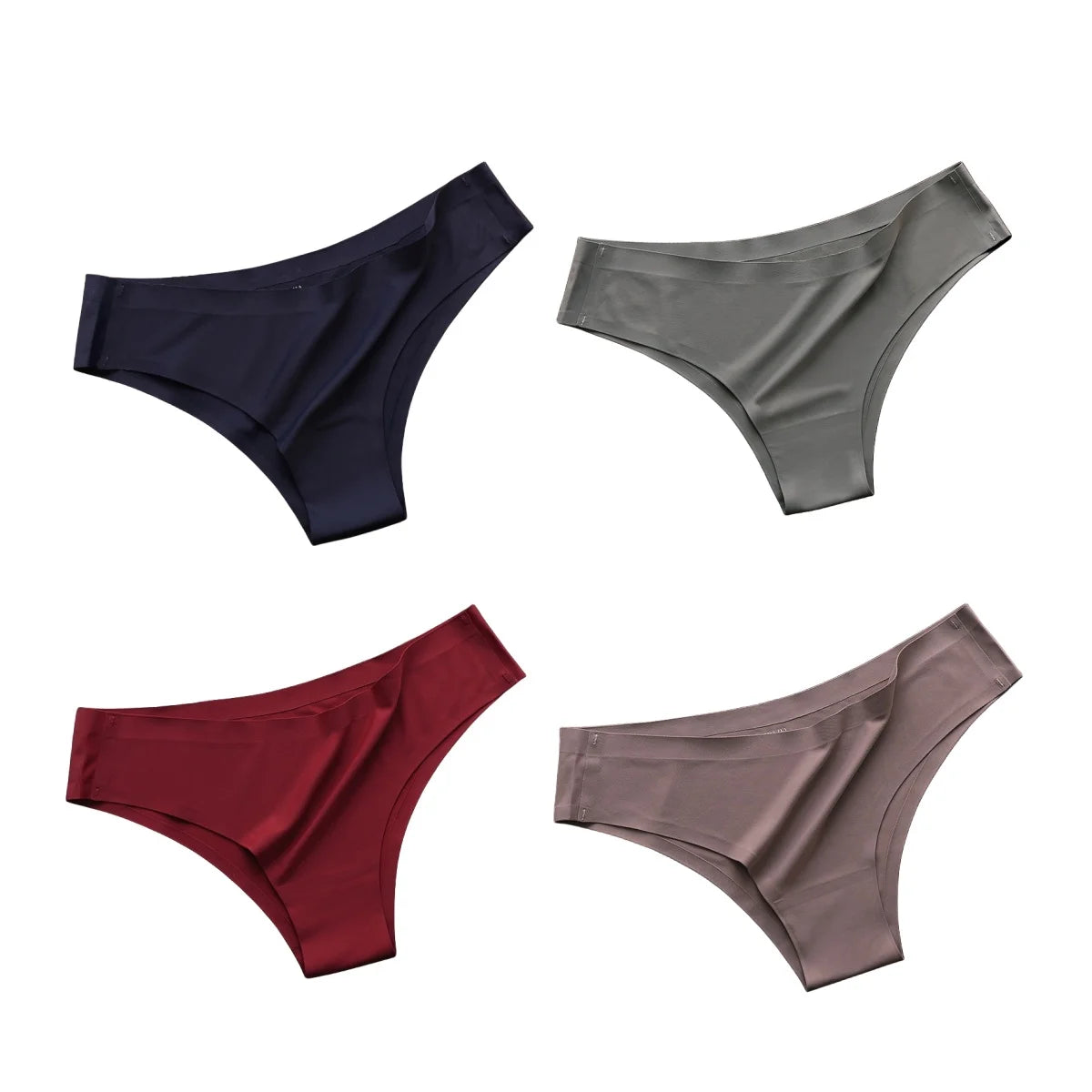 4PCS/Set Seamless Panties Women Sexy Underwear Ice Silk Underpants Low Waist G-string Female Soft Solid Ultra-thin Briefs