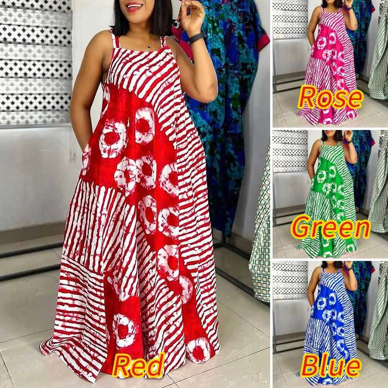 Plus Size 5XL VONDA Bohemian Printed Maxi Dress 2025 Summer Sleeveless Party Beach Sundress Tank Long Vestido Casual Loose Robe