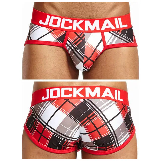 JOCKMAIL Playful fun Sexy Men Underwear Print Underpants Ice silk Briefs Cueca Gay Male Panties Slip 21 Pattern design Shorts