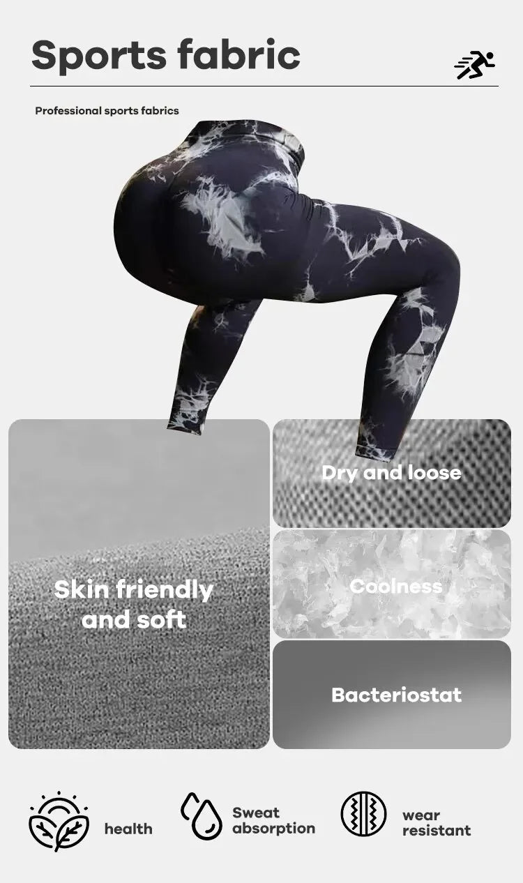 Women Seamless Tie Dye Yoga Leggings High Waist Fitness Sexy Fashion Leggings Exercise Running Lifting Buttocks Cycling Leggings