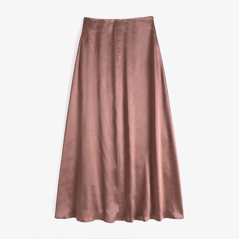 ZANZEA Woman Spring Autumn Satin Silk Skirt Work OL Back Zipper Faldas Saia Jupe Elegant Casual Party Solid Sundress 2023