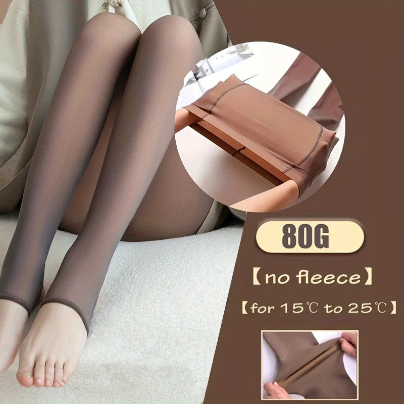 Women Plus Pantyhose Sexy Translucent Slim Elasticity Tights Woman Winter Fleece High Waist Tight Leggings Thin