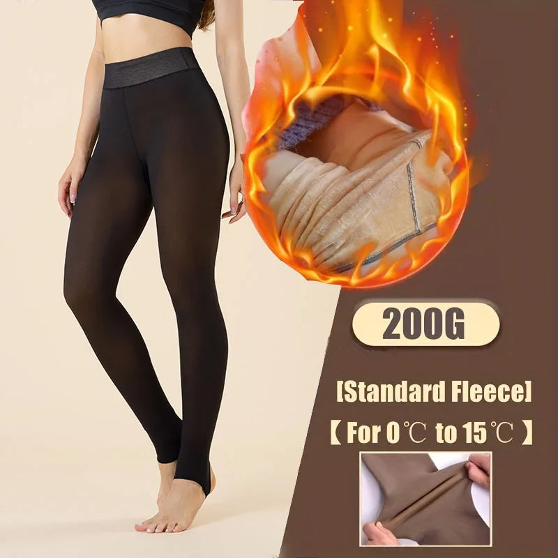 Women Plus Pantyhose Sexy Translucent Slim Elasticity Tights Woman Winter Fleece High Waist Tight Leggings Thin