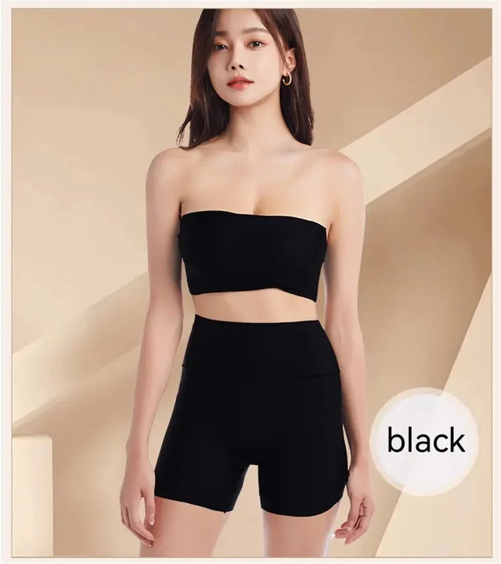 Women High Waist Panties Safety Short Pants Anti Exposure Underwear Corset Pants M L XL Black Skin Ice Silk Traceless Shorts