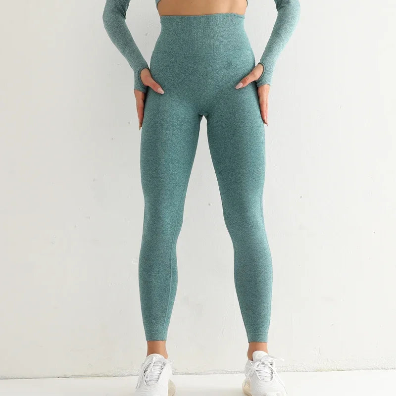 Women Sport Seamless Leggings High Waist Elastic Solid Yoga Leggings Gym Trainning Joggings Pants Female Gym Accessories