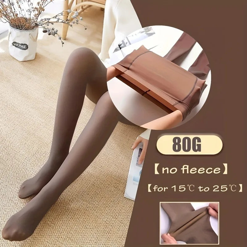 Women Plus Pantyhose Sexy Translucent Slim Elasticity Tights Woman Winter Fleece High Waist Tight Leggings Thin