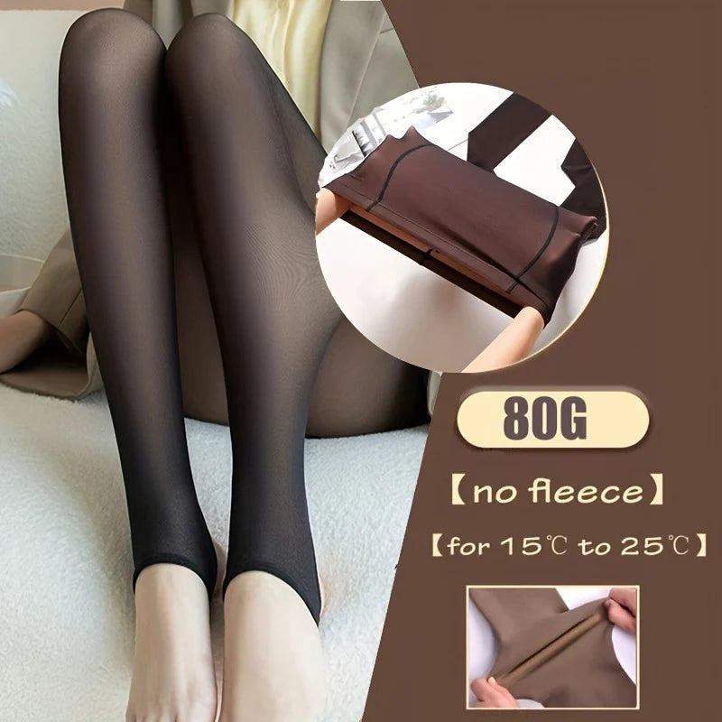 Women Plus Pantyhose Sexy Translucent Slim Elasticity Tights Woman Winter Fleece High Waist Tight Leggings Thin