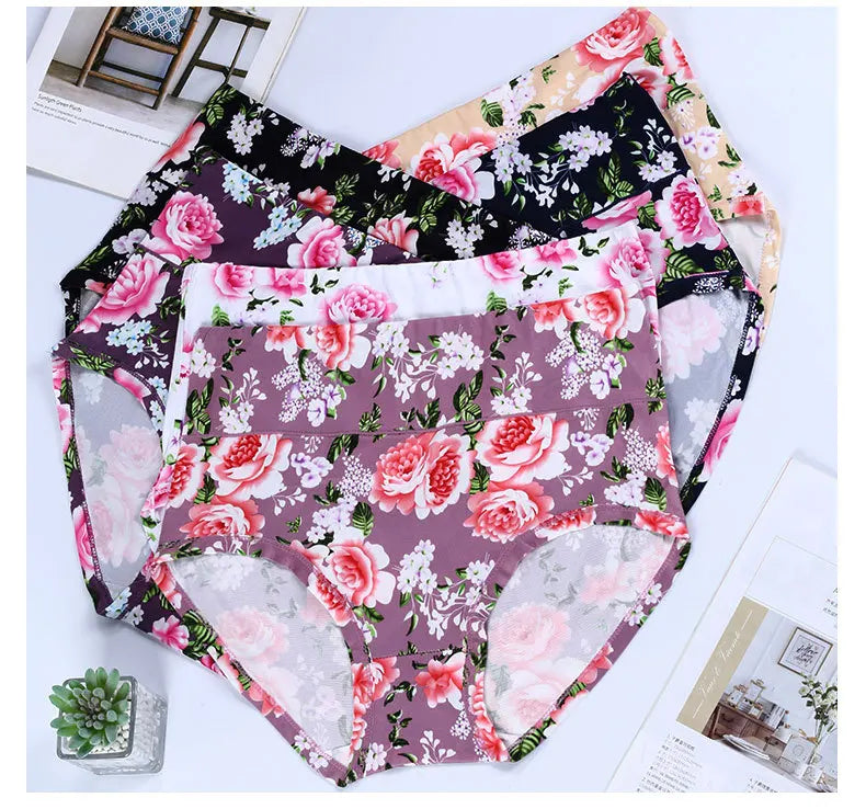 New Bamboo Fiber Underwear Large Size Women Panties Female Ladies Floral Briefs High Waist Plus Underpants Sexy Lingerie 12XL