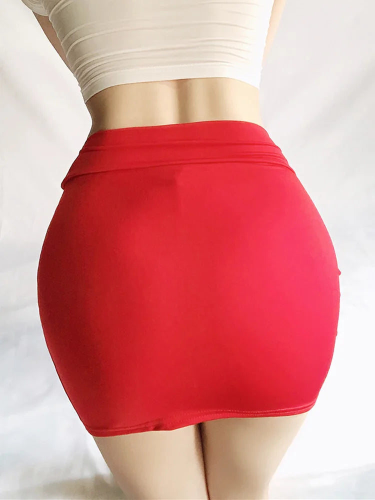 Sexy Women Tight Pencil Cute Skirt Sheer See Through Gloosy Micro Mini Skirt Oil Shiny OL Elastic Package Hip Skirt