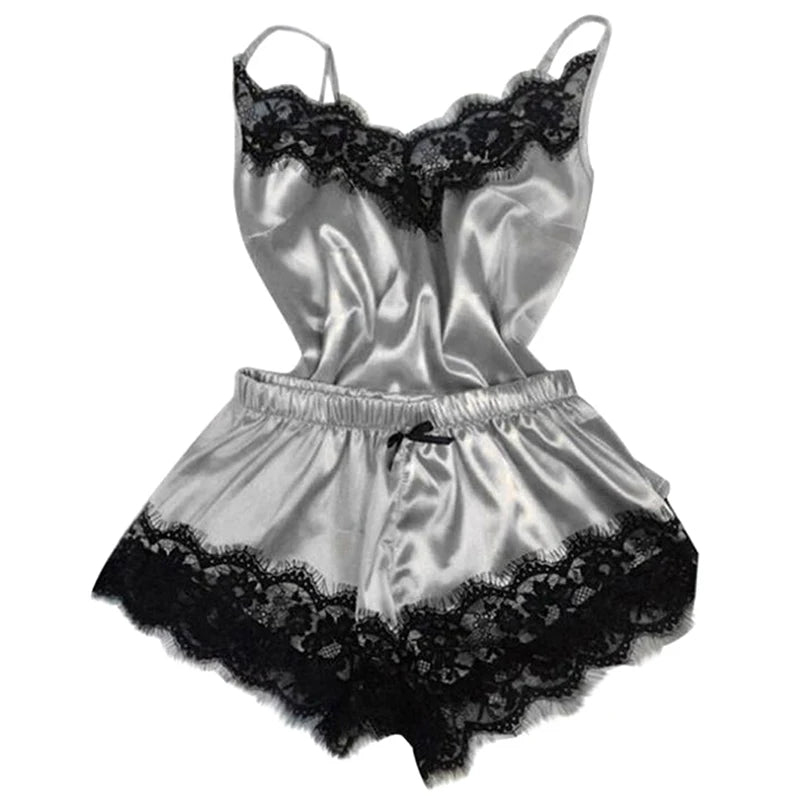 Sexy Women Satin Soft Nightgown Lingerie Nightdress Female Sleepwear Robe Night Suits Satin Robe Black White Rose