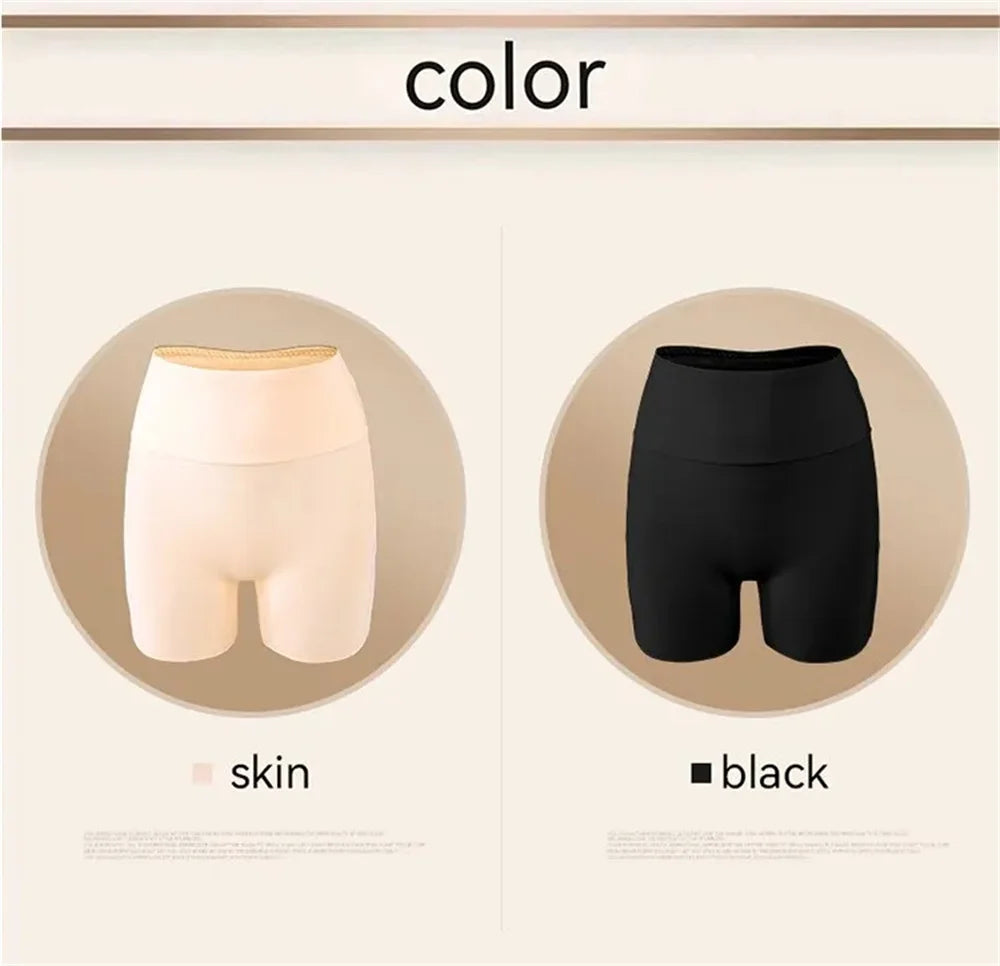 Women High Waist Panties Safety Short Pants Anti Exposure Underwear Corset Pants M L XL Black Skin Ice Silk Traceless Shorts