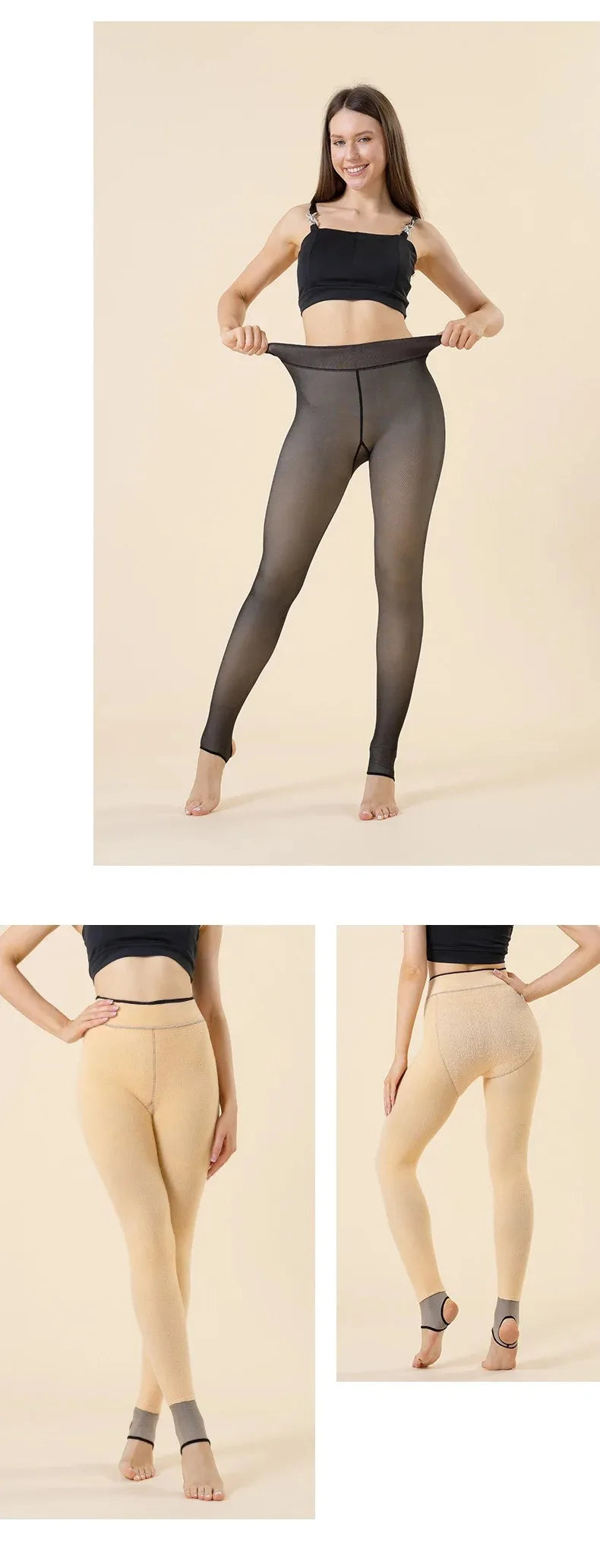 Women Plus Pantyhose Sexy Translucent Slim Elasticity Tights Woman Winter Fleece High Waist Tight Leggings Thin