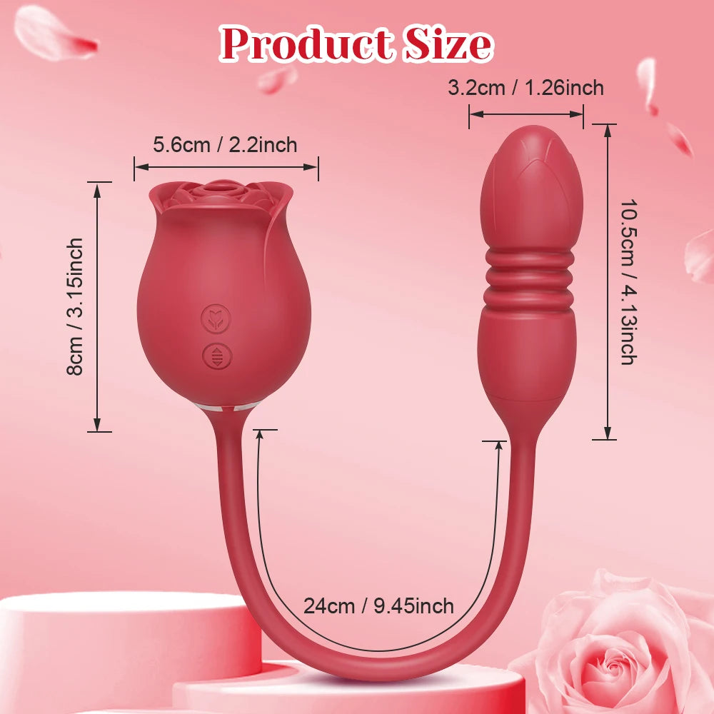 Thrusting Rose-Dildo Vibrator for Women Clitoris Stimulator Sucker Vacuum Vibrating Egg Nipple Sucking Female Sex Toys for Adult