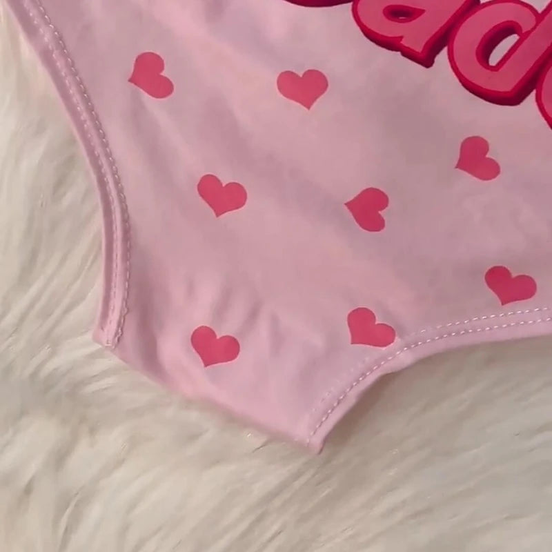 Yes Daddy Cute Cartoon Pink Print Women Underwear Panties Love Pattern Sexy Hip-Lifting Thong Student Briefs Erotic Lingerie