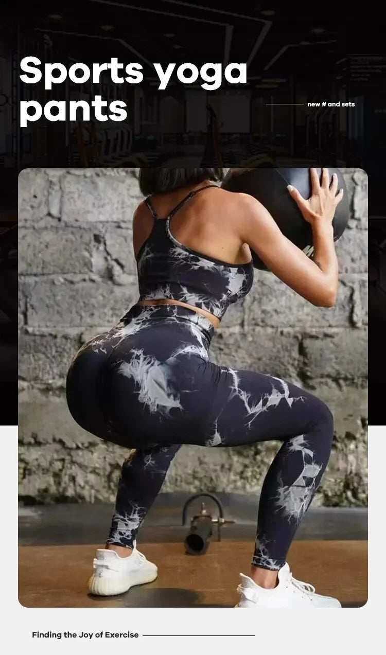 Women Seamless Tie Dye Yoga Leggings High Waist Fitness Sexy Fashion Leggings Exercise Running Lifting Buttocks Cycling Leggings