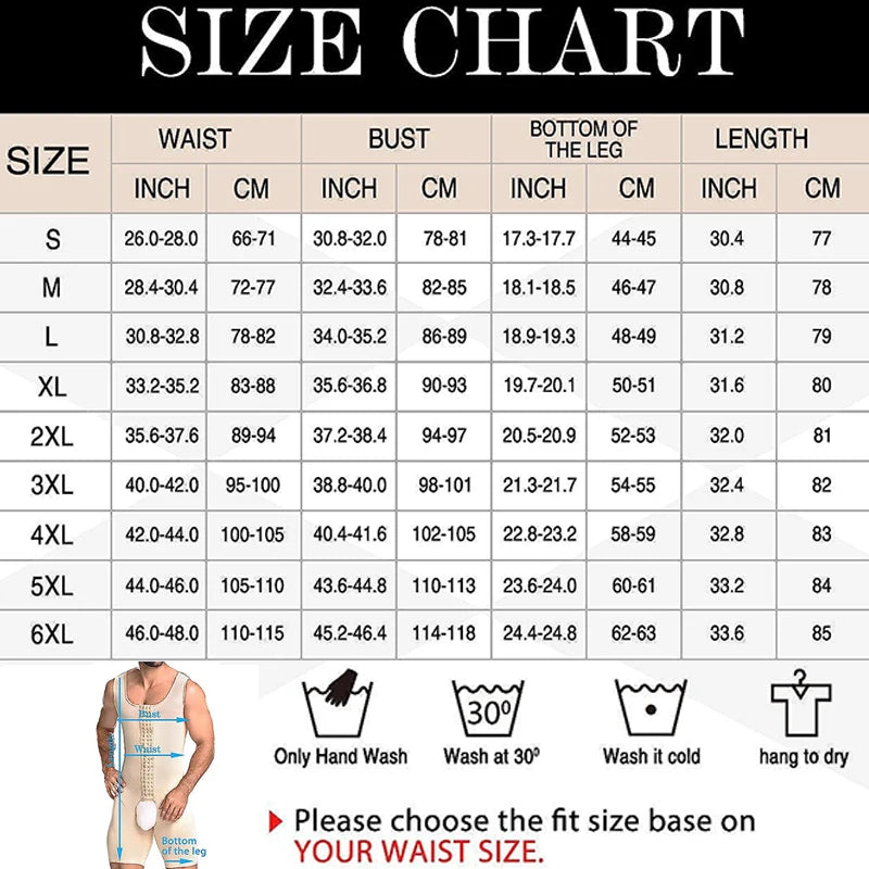 Men Shapewear Tummy Control Full Body Shaper Slimming Bodysuit Plus Size Weight Loss Flat Belly Compression Underwear with Hook