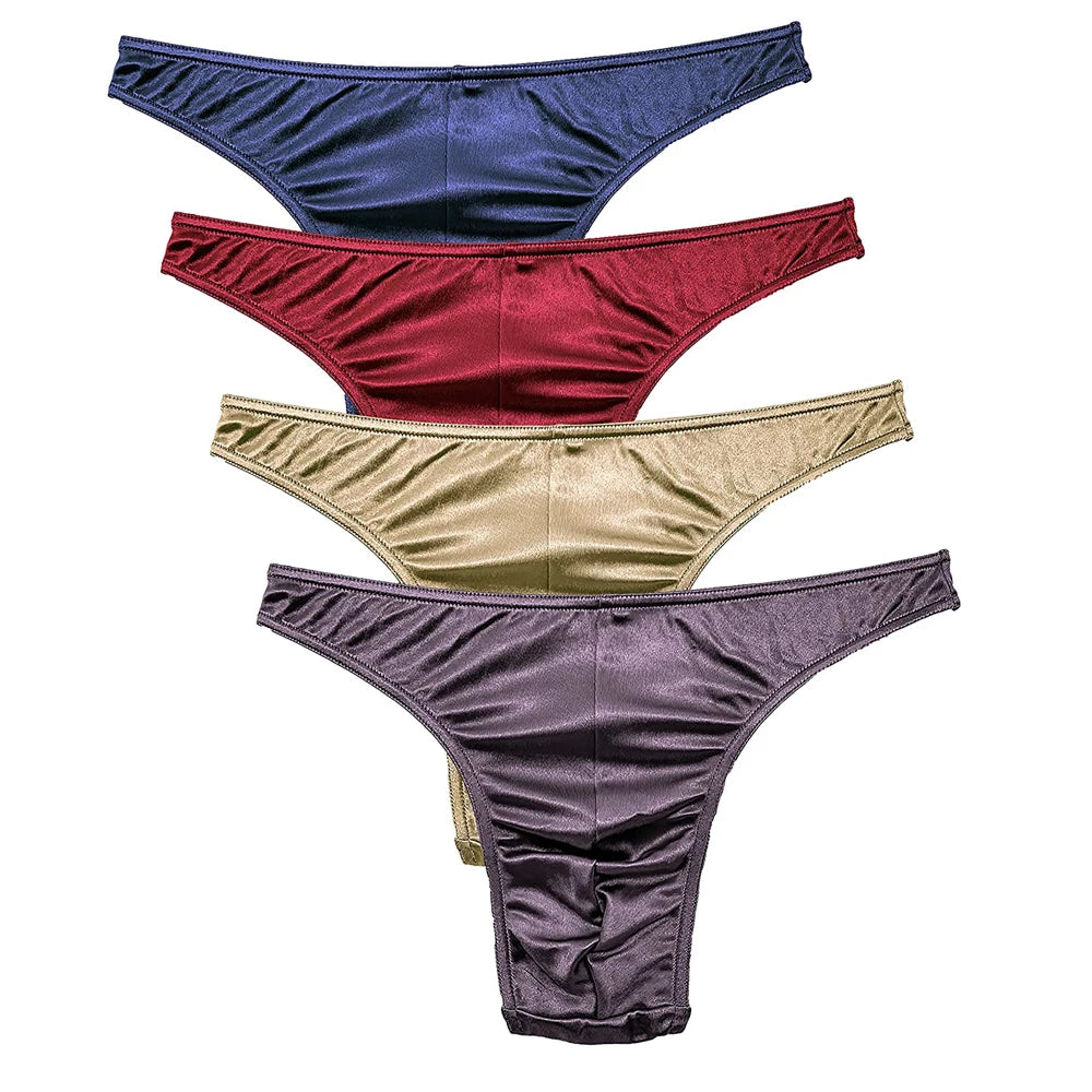 Mierside 2pcs/Men Briefs Thong Men's Sexy Breathable Underpants Comfortable Underwear Shorts Male Panties Satin Silky S-3XL