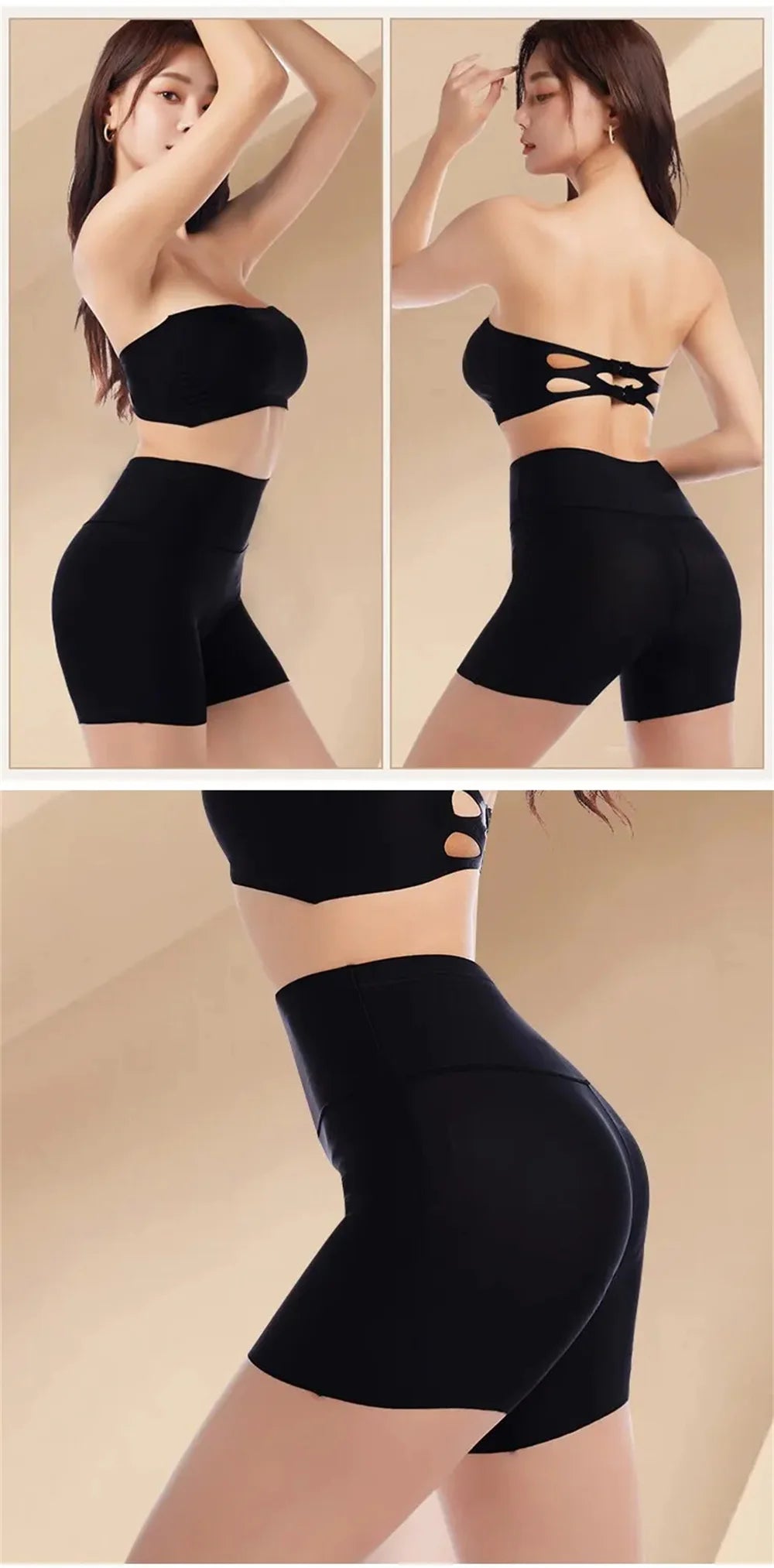 Women High Waist Panties Safety Short Pants Anti Exposure Underwear Corset Pants M L XL Black Skin Ice Silk Traceless Shorts