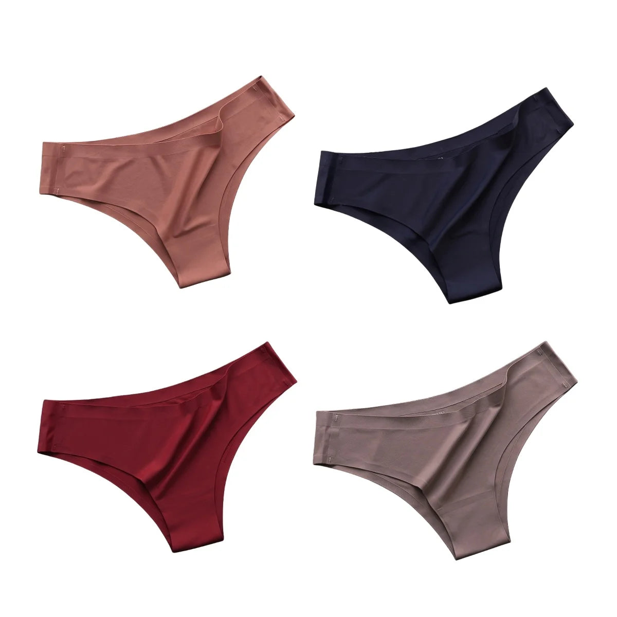 4PCS/Set Seamless Panties Women Sexy Underwear Ice Silk Underpants Low Waist G-string Female Soft Solid Ultra-thin Briefs