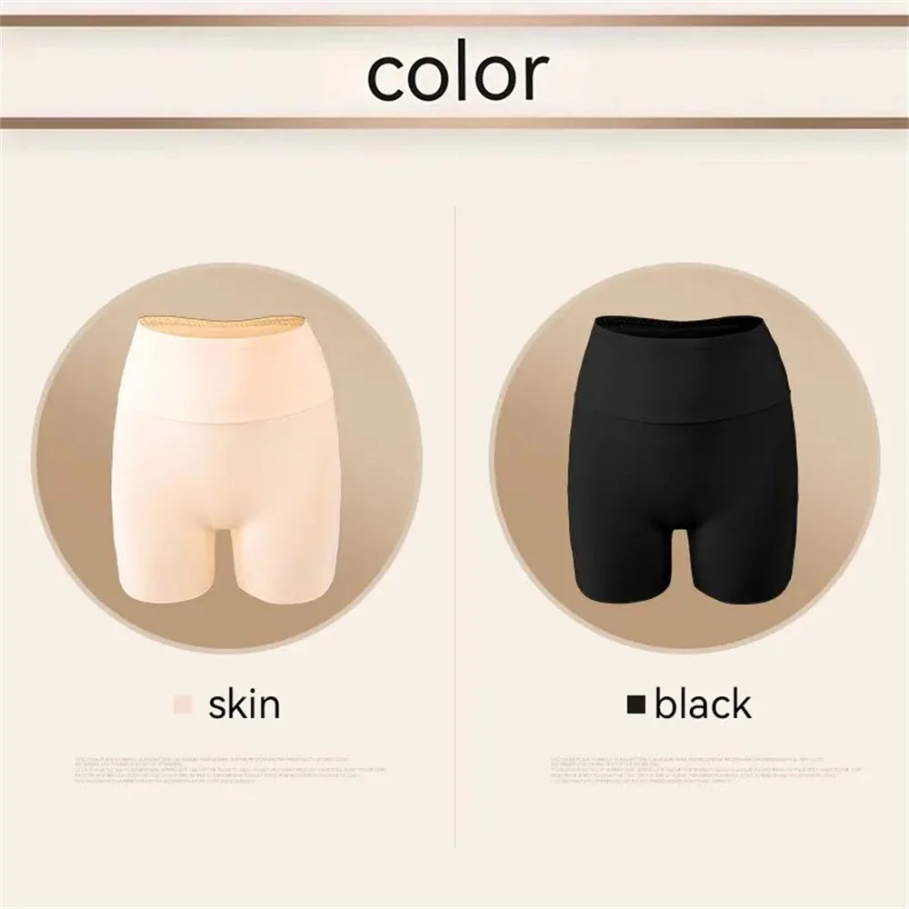 Women High Waist Panties Safety Short Pants Anti Exposure Underwear Corset Pants M L XL Black Skin Ice Silk Traceless Shorts