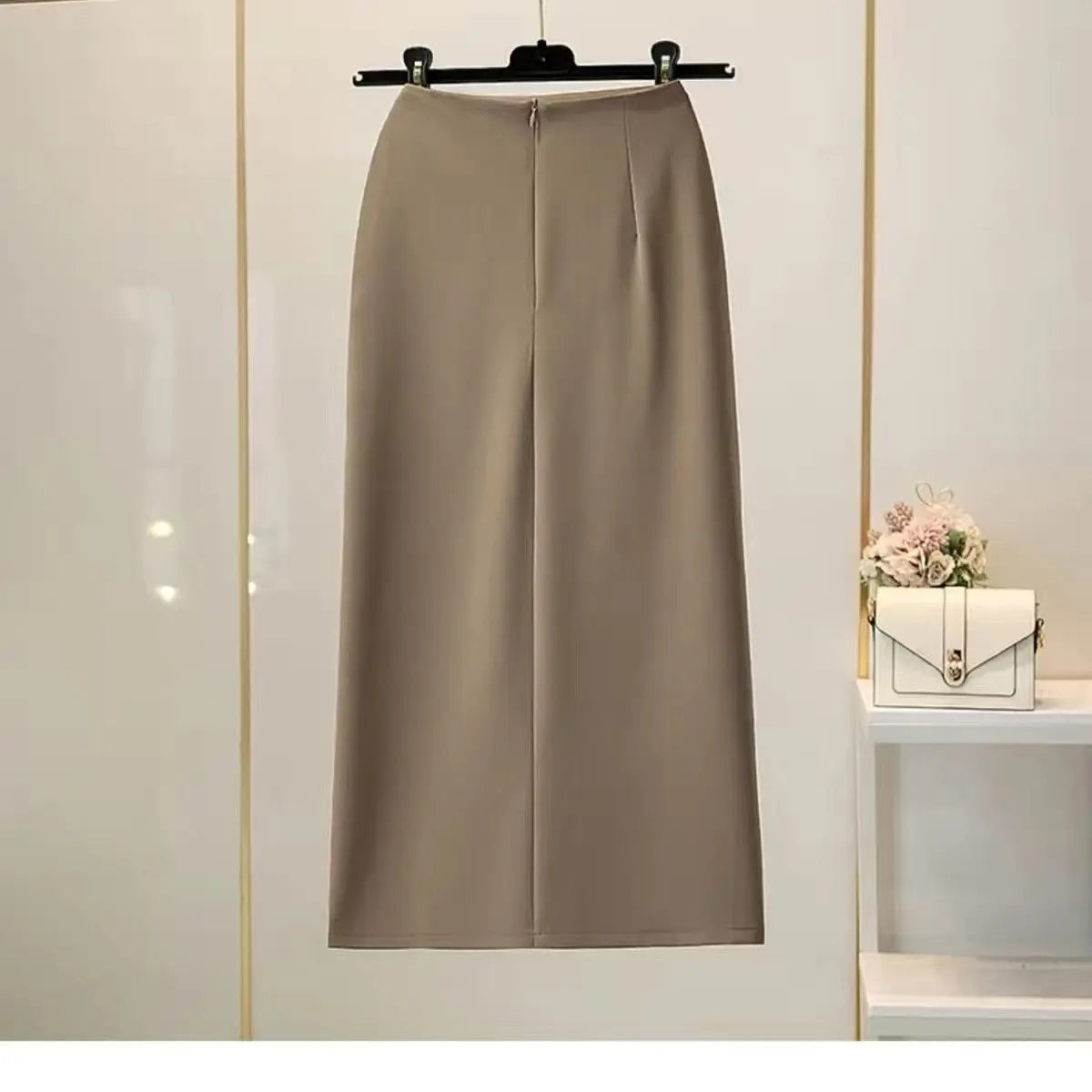 Midi Skirts Women Side-slit Fashionable Office Ladies Autumn Gentle Folds Ulzzang Mujer Sweet Attractive Faldas Simple Versatile