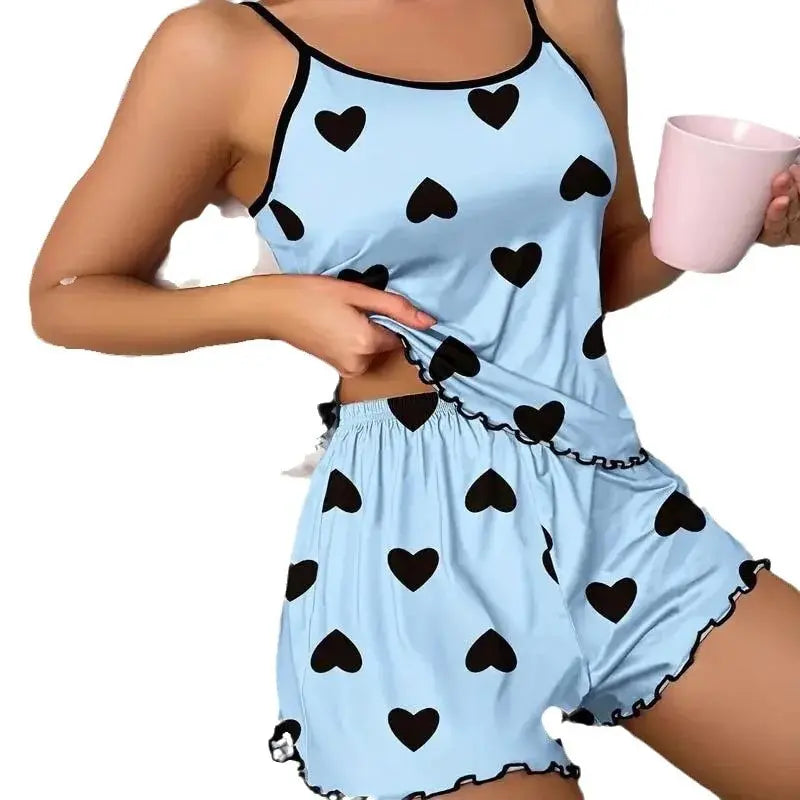 1 Set of Summer WOMEN'S Pajamas Two-piece Sexy Casual Camisole Undershirt Shorts Homewear Suit