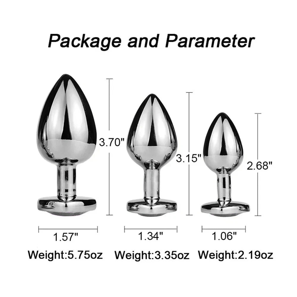 3PCS S/M/L Metal Anal Plug Butt Plug Sex Toy Butt Toy for Women Men Couples Gay Adult Game Masturbator Anal Diamond Sex Shop