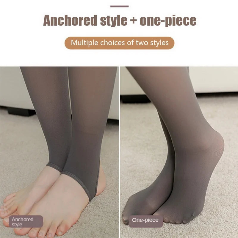 Women Plus Pantyhose Sexy Translucent Slim Elasticity Tights Woman Winter Fleece High Waist Tight Leggings Thin