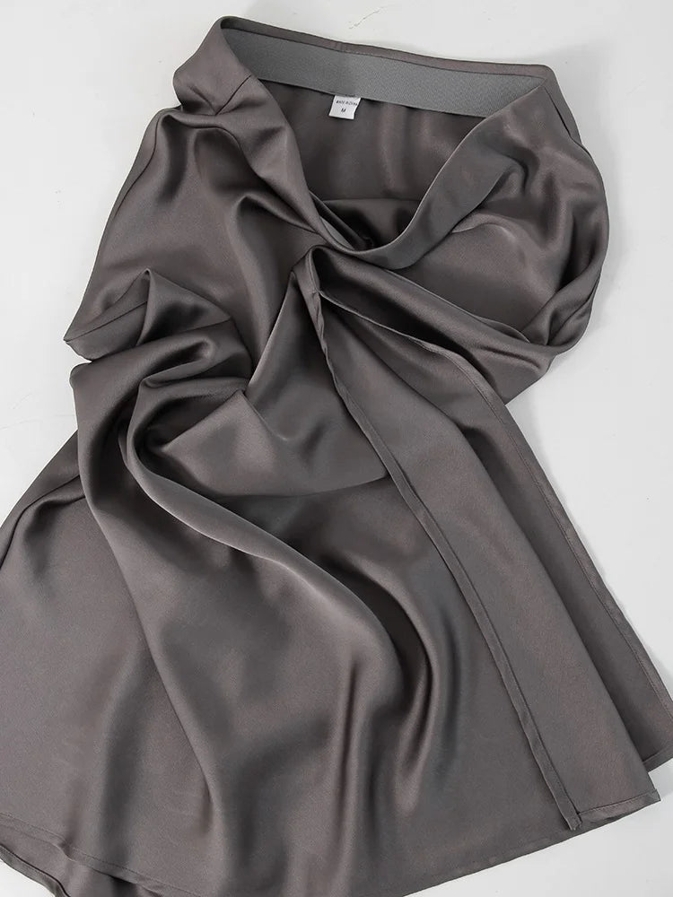 Long Satin Skirts For Women Summer High Quality Skirt With Slit On The Side Silk Elegant Black Maxi Luxury Women's Skirts 2024