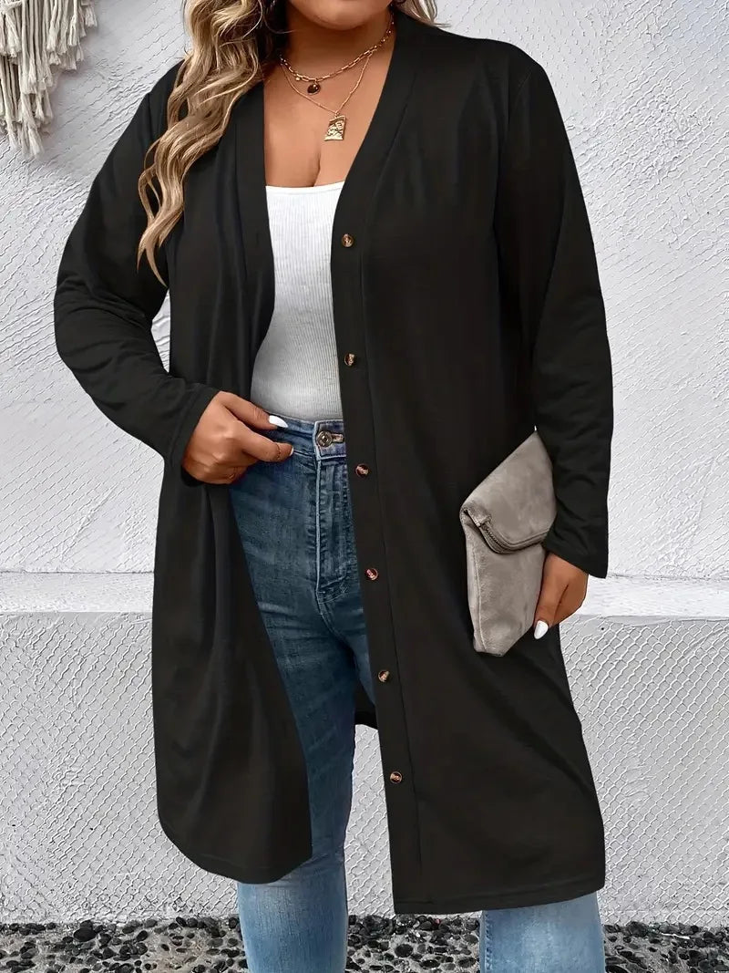 2024 plus size new women's long sleeved casual button up cardigan knitted jacket women's plus size cardigan autumn styles