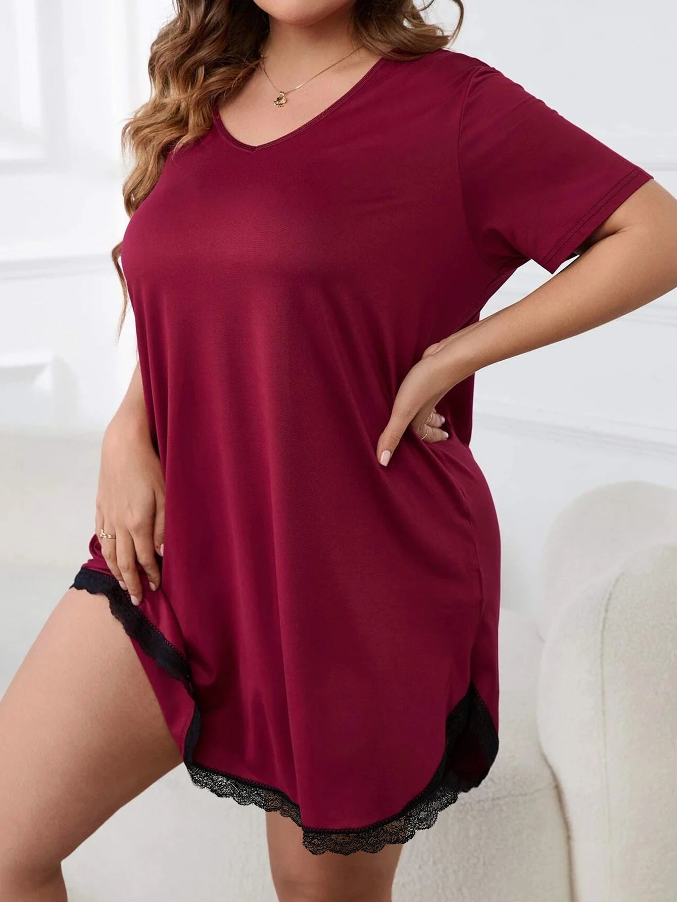 Plus size dress  short dress sexy minimalist style  home casual wear  can be worn externally. Plus size 1-5XL